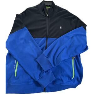 Polo Ralph Lauren Track Jacket Men's XXL Black Blue Pony Logo Performance Zip Up